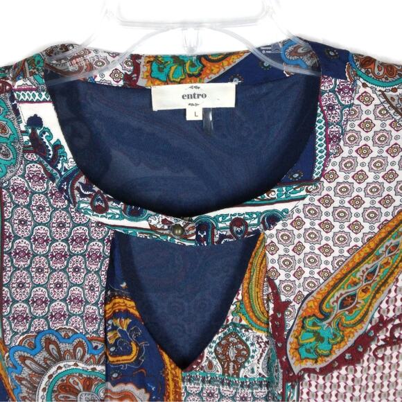 Entro Paisley Patchwork Long Sleeve Dress size Large - Picture 11 of 11